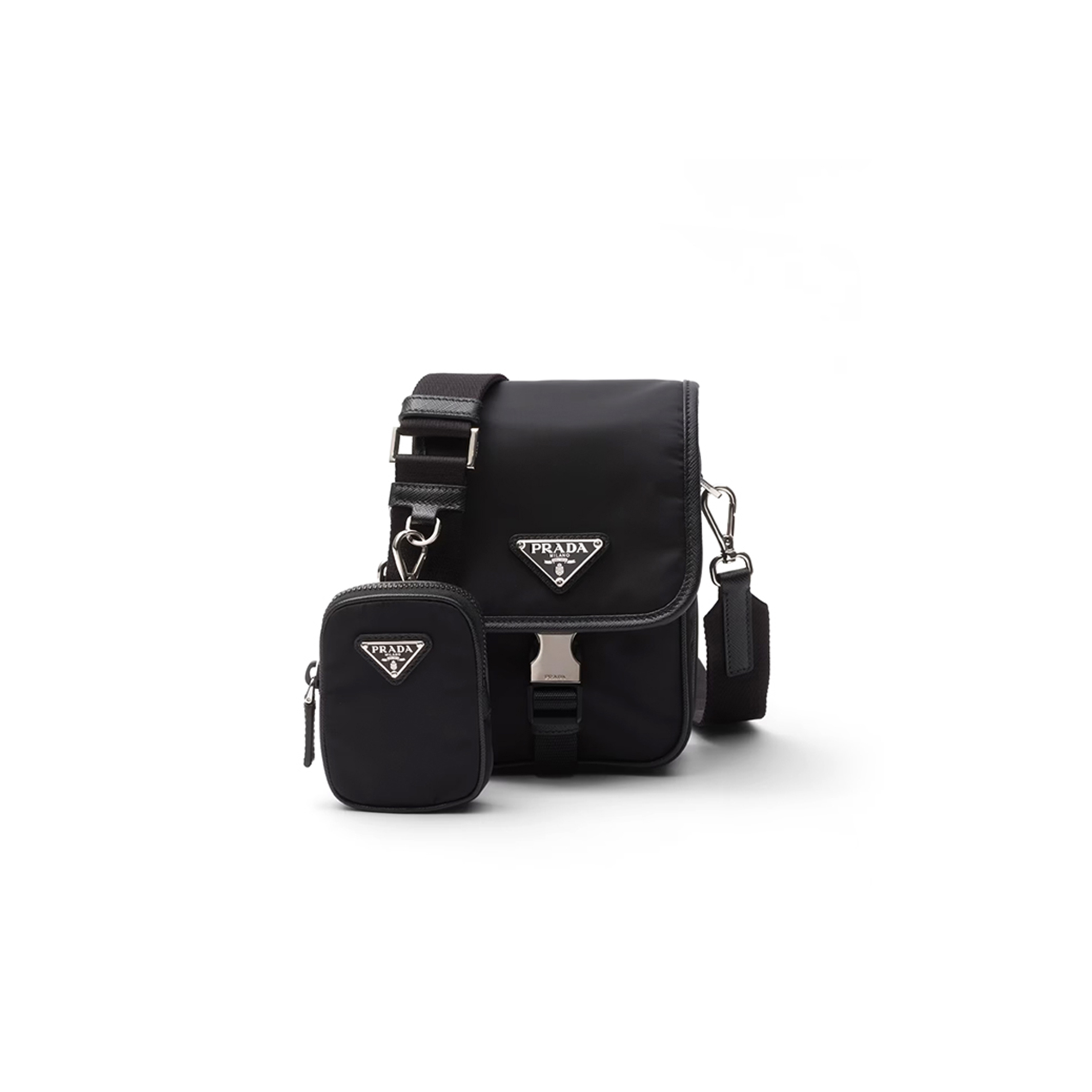 Pra*a re-nylon and saffiano leather shoulder bag 2vd043 (19*14*5.5cm)